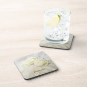 White Roses Bouquet Vintag Lace Veil Personalisier Getränkeuntersetzer (Rechte Seite)