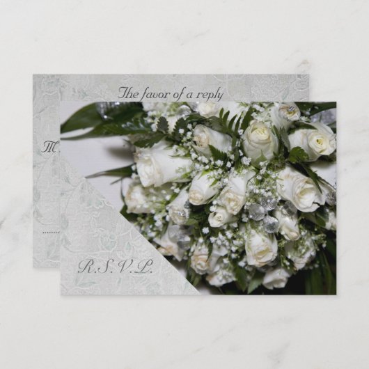 White Roses Bouquet Wedding RSVP (Vorne/Hinten)
