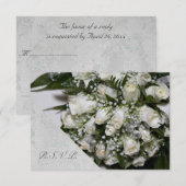 White Roses Bouquet Wedding RSVP Karte (Vorne/Hinten)