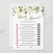 White Roses Brautparty Game Card Einladung (Vorderseite)