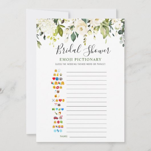 White Roses Brautparty Game Card Einladung (Vorderseite)