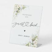 White Roses Brautparty Guest Book Sign Sockelschild (Vorderseite)