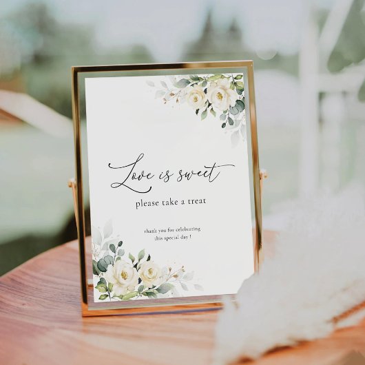 White Roses Brautparty Liebe ist süßes Zeichen Sockelschild