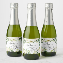 White Roses Bridesmaid Vorschlag Pop zu sagen: Ja Schaumweinetikett