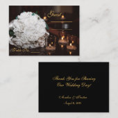 White Roses & Candlelight Wedding Table Platzkarte (Vorne/Hinten)