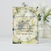White Roses Champagne Blush Wedding Suite RSVP Karte (Stehend Vorderseite)