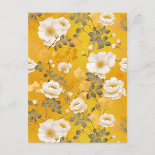 White Roses Chiyogami Postkarte