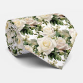 White Roses Classic Formale Floral Neck Tie Krawatte (Gerollt)