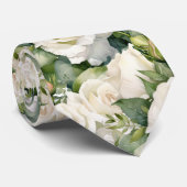 White Roses Classic Formale Floral Neck Tie Krawatte (Gerollt)