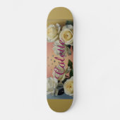 White Roses Colette Gold Skateboard (Vorderseite)