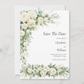 White Roses Cream Wedding Save The Date QR Code Einladung (Vorderseite)