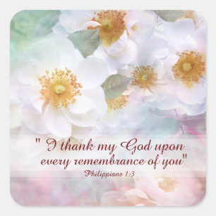 White Roses Dank und Wertschätzung Quadratischer Aufkleber