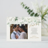 White Roses Dankeschön Karte (Stehend Vorderseite)