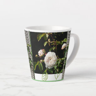 White Roses Design Latte Tasse