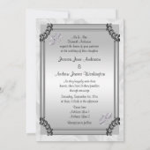 White Roses & Diamond Wedding Rings Einladung (Rückseite)