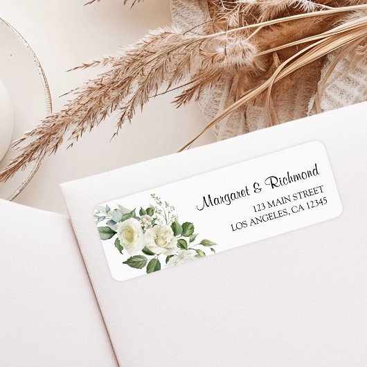 White Roses Elegant Floral Wedding Address