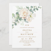 White Roses Elegante Blume Hochzeit Einladung (Vorne/Hinten)