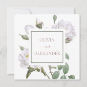 White Roses Elegante Hochzeit mit Flora Einladung (Vorderseite)