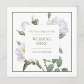 White Roses Elegante Hochzeit mit Flora Menükarte (Vorderseite)