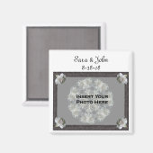 White Roses Elegante Wedding Favor Foto Magnet (Vorderseite/Rückseite)