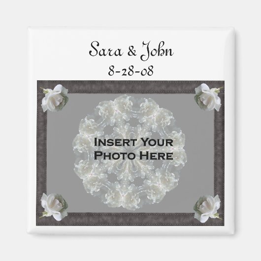 White Roses Elegante Wedding Favor Foto Magnet (Vorne)