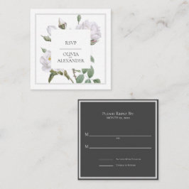 White Roses Elegante Wedding RSVP Card Mitteilungskarte