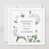 White Roses Elegantes Hochzeitliches Probe-Dinner Einladung (Vorderseite)