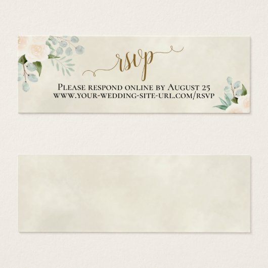 White Roses & Eucalyptus Wedding RSVP Online Card (Vorne & Hinten)