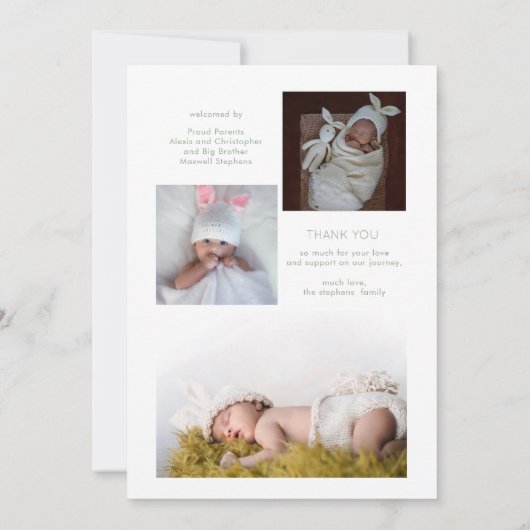 White Roses |Eukalyptus Girl 4 Foto Collage Birth Ankündigung (Rückseite)