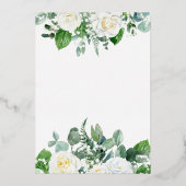 White Roses | Eukalyptus Greenery Abschluss 2023 Folieneinladung (Rückseite)