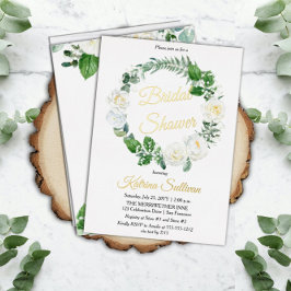 White Roses | Eukalyptus Greenery Brautparty Folieneinladung