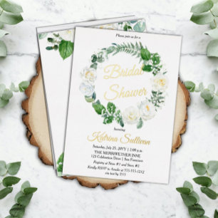 White Roses   Eukalyptus Greenery Brautparty Folieneinladung