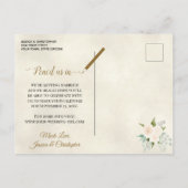 White Roses & Eukalyptus Wedding Speichern Sie das Ankündigungspostkarte (Rückseite)