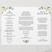 White Roses Eukalyptus Wedding Zeremony Program (Rückseite)