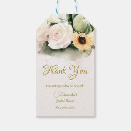 White Roses Fall Pumpkins Geschenkanhänger