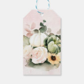 White Roses Fall Pumpkins Geschenkanhänger (Rückseite)