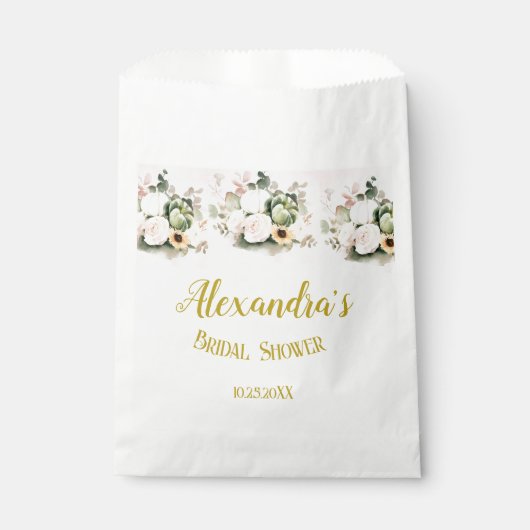 White Roses Fall Pumpkins Geschenktütchen (Vorderseite)