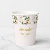 White Roses Fall Pumpkins Pappbecher (Rückseite)