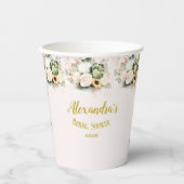 White Roses Fall Pumpkins Pappbecher (Vorderseite)