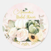 White Roses Fall Pumpkins Runder Aufkleber (Vorderseite)