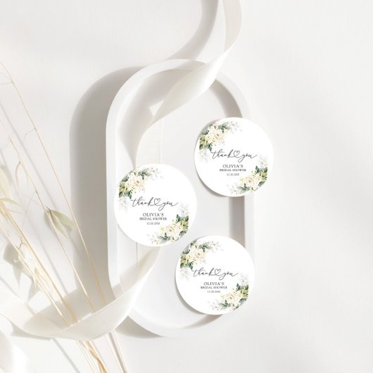 White Roses Floral Brautparty Geschenk-Tag Geschenkanhänger