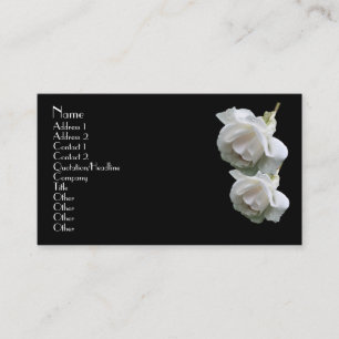 White Roses Floral Business Card Visitenkarte