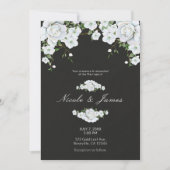 White Roses Floral & Charcoal Gray Wedding Einladung (Vorderseite)