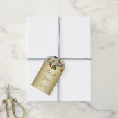 White Roses Floral Gold-Geschenk-Tag Geschenkanhänger (Mit Garn)