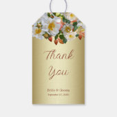 White Roses Floral Gold-Geschenk-Tag Geschenkanhänger (Rückseite)