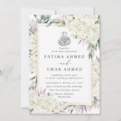 White Roses Floral Islamische Hochzeit Einladung (Vorderseite)