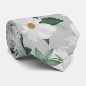 White Roses Floral Painting Krawatte (Gerollt)