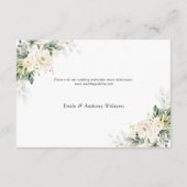 White Roses Floral Wedding Card Begleitkarte (Rückseite)