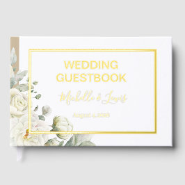 White Roses Floral Wedding Guest Book Gästebuch