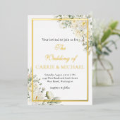 White Roses Foil Wedding Invitation Folieneinladung (Stehend vorne)